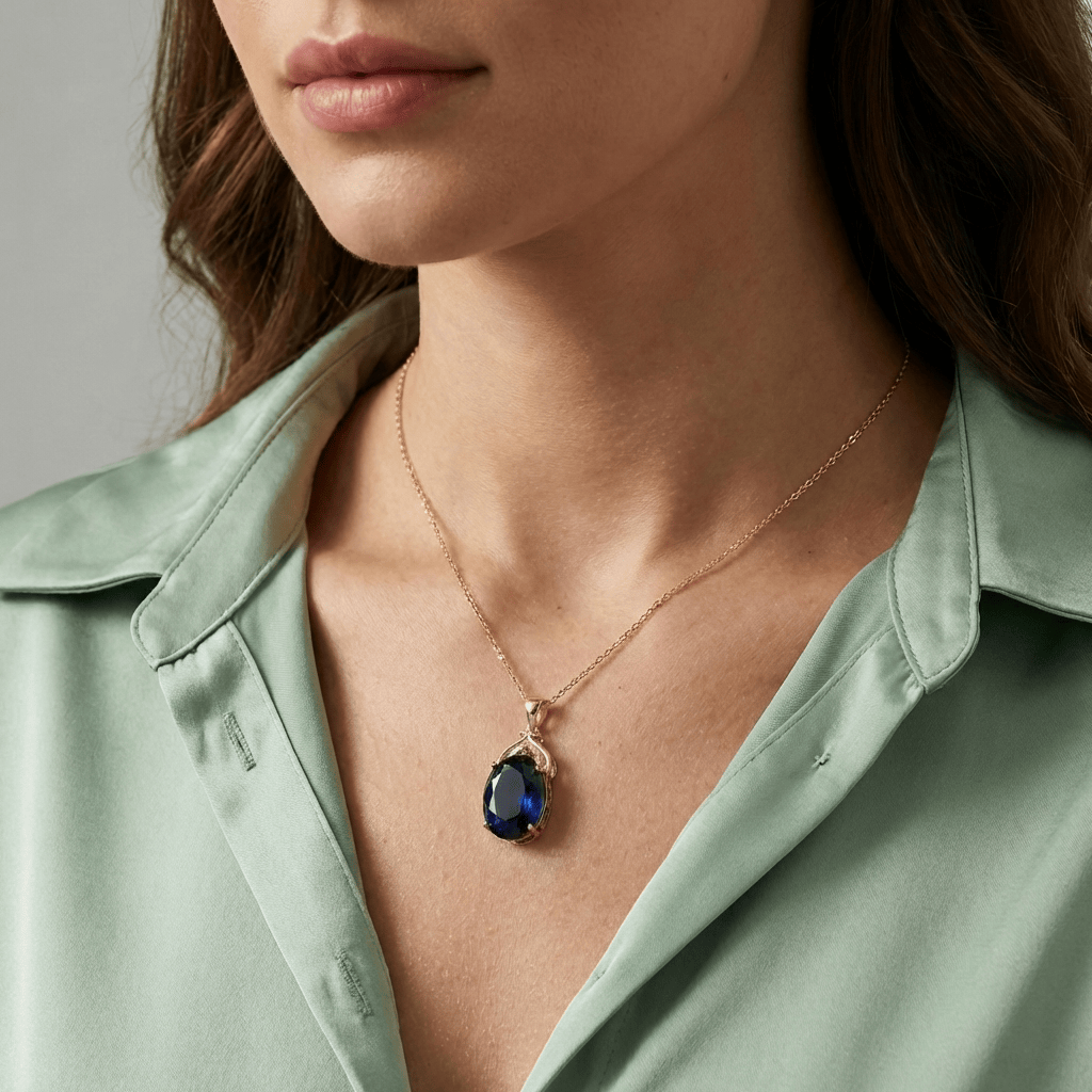 AURORA | Gold-tone necklace with blue topaz stone