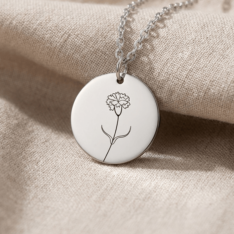 LUNA | Floral zirconia necklace with disc pendant