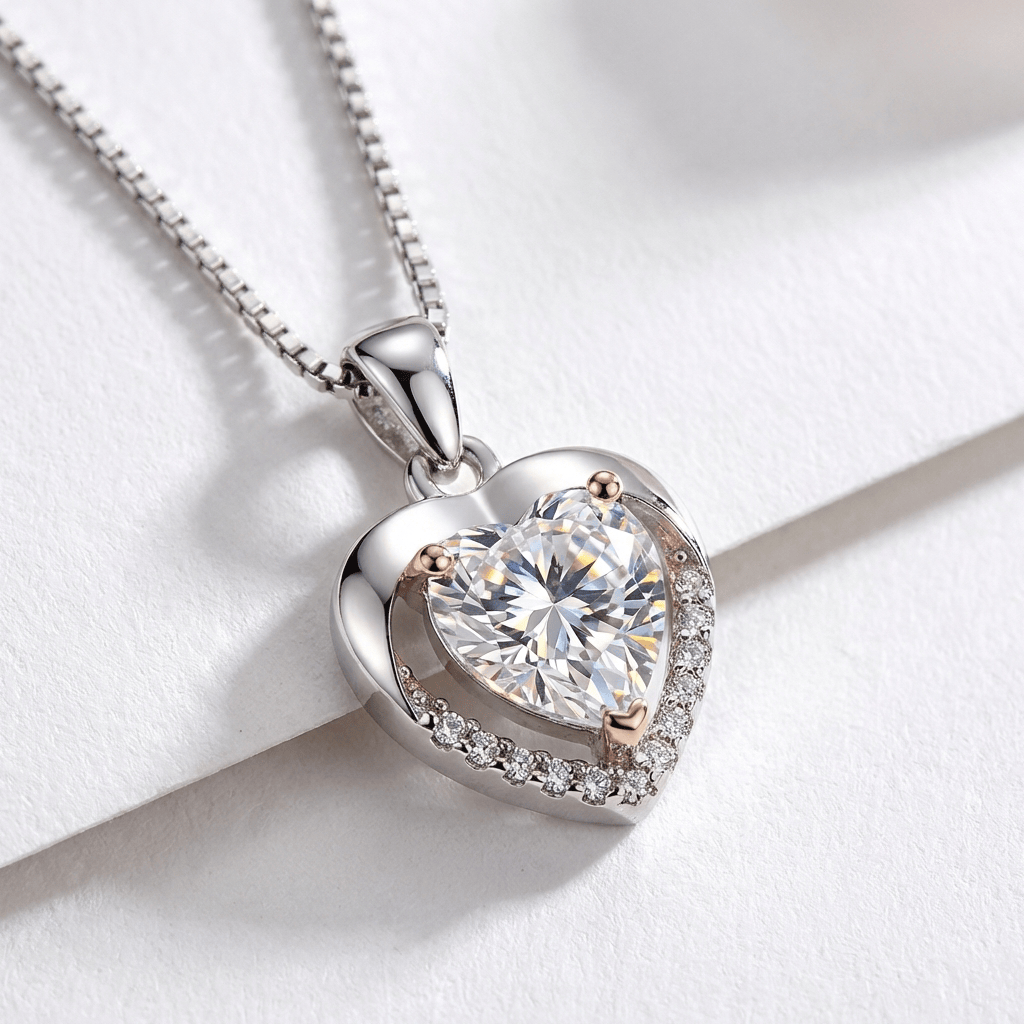 SILVER | Geometric pendant necklace with crystal drop