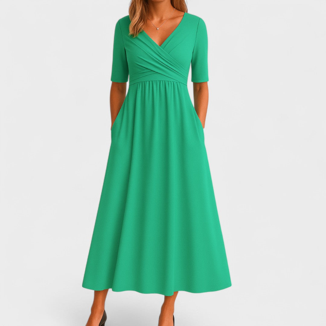 ELEANOR | Elbow-sleeve midi dress with pockets