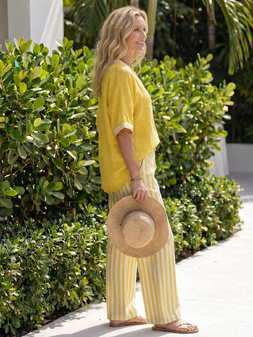 WREN | Set with wide-leg striped pants