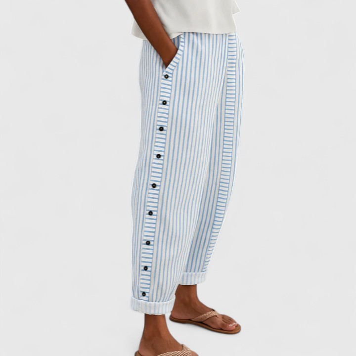 SHARMAINE | Tapered pants with nautical stripe detail