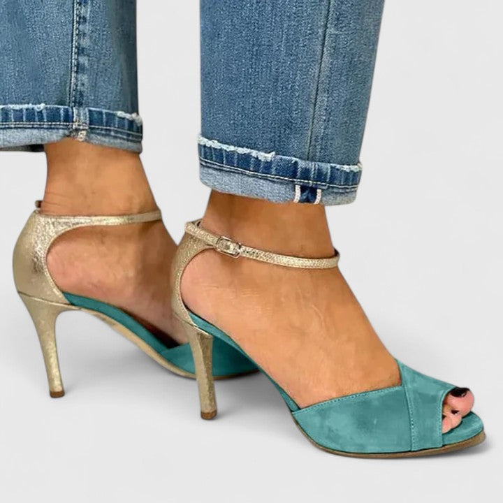 HARPER | Block heel sandals with peep-toe strap