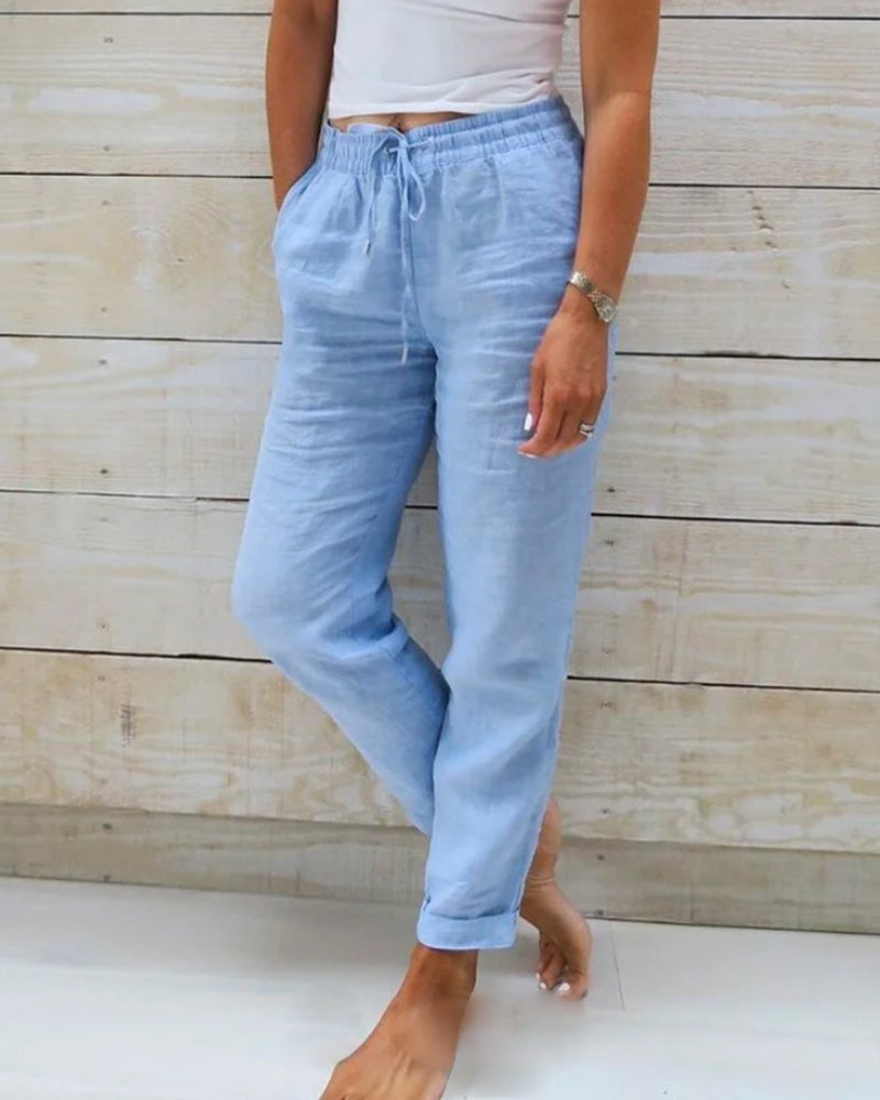 AURORA | Drawstring-waist pants with straight leg