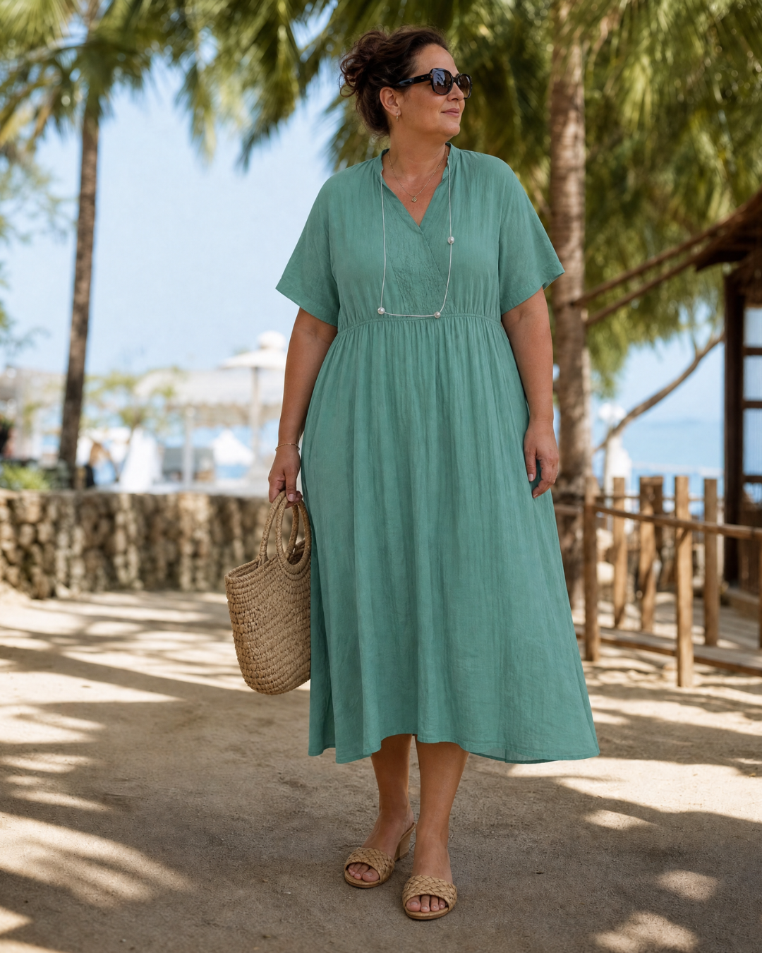 EUPHERENE | Relaxed midi dress with V-neck