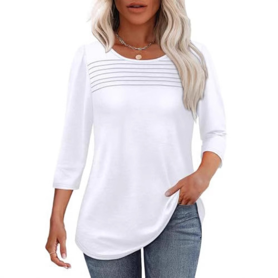 ALLISON | Pleated front top with long sleeves
