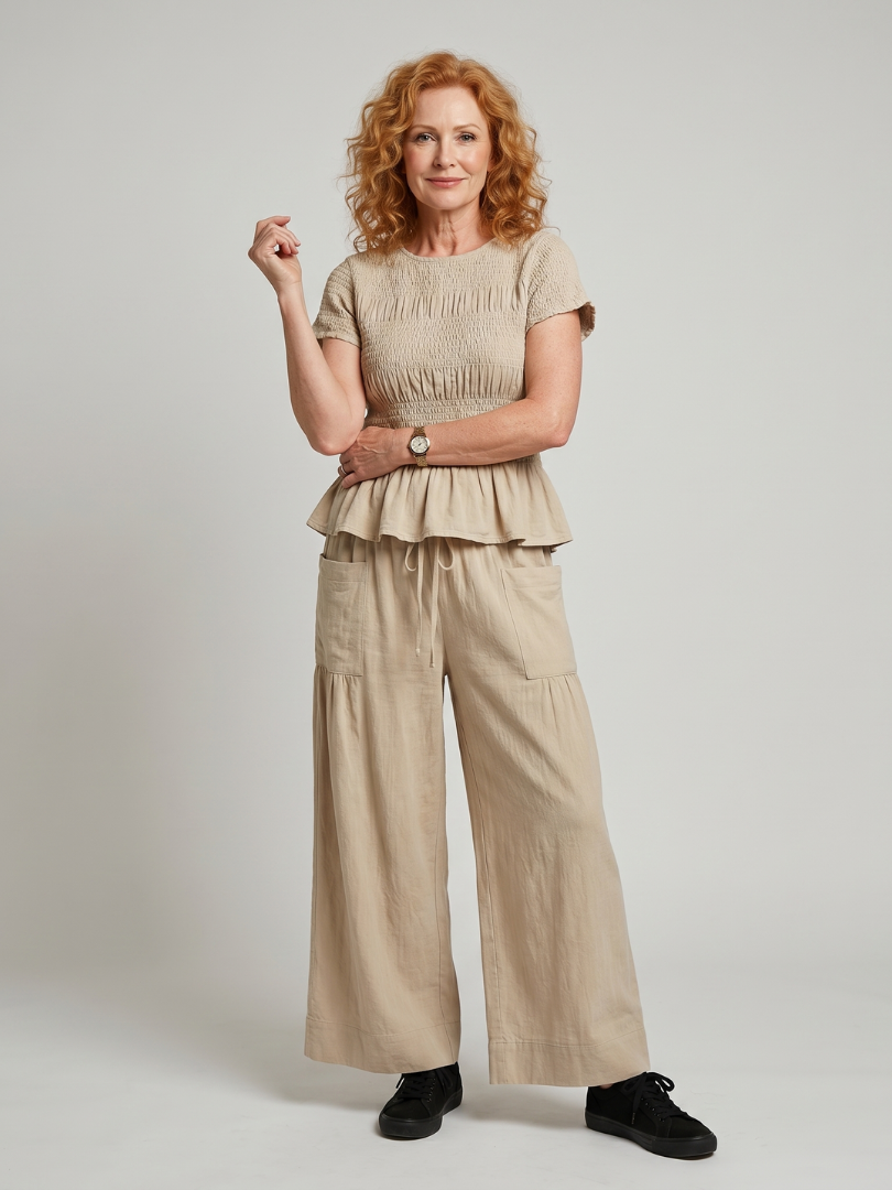 EIRENNE | Set with smocked peplum top