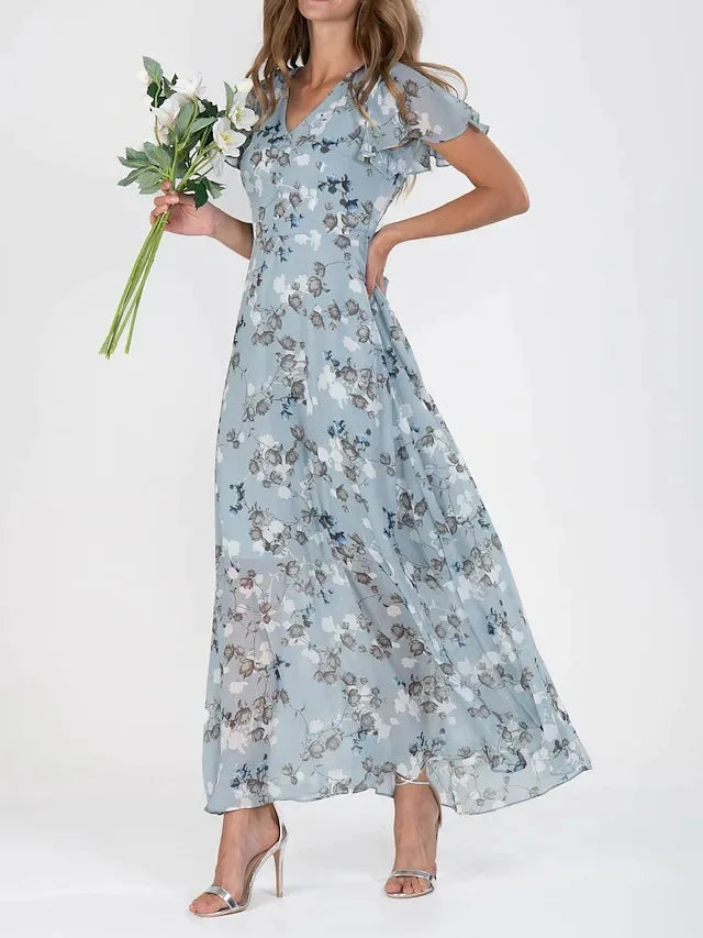 VIVIAN | Short-sleeve floral maxi dress