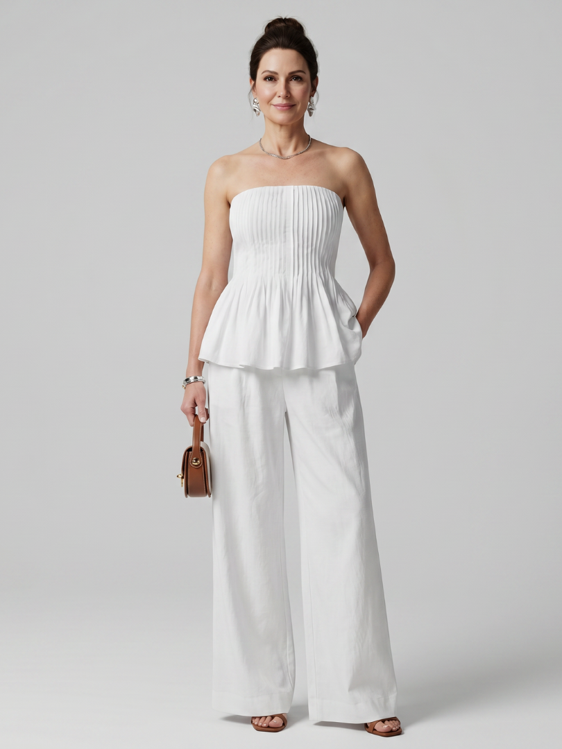 RILA | Set with wide-leg pants and smocked top