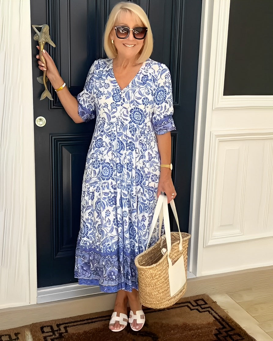 ELLIE | Soft-touch floral dress with V-neck