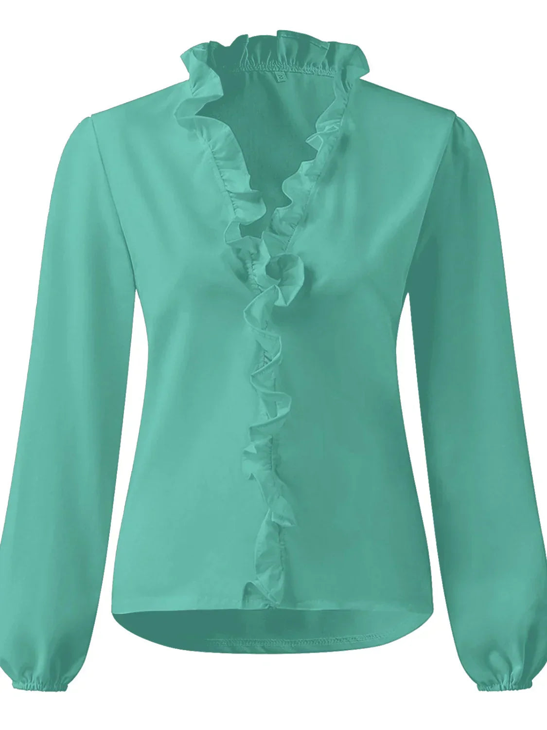 MAISIE | Blouse with ruffled V-neck detail