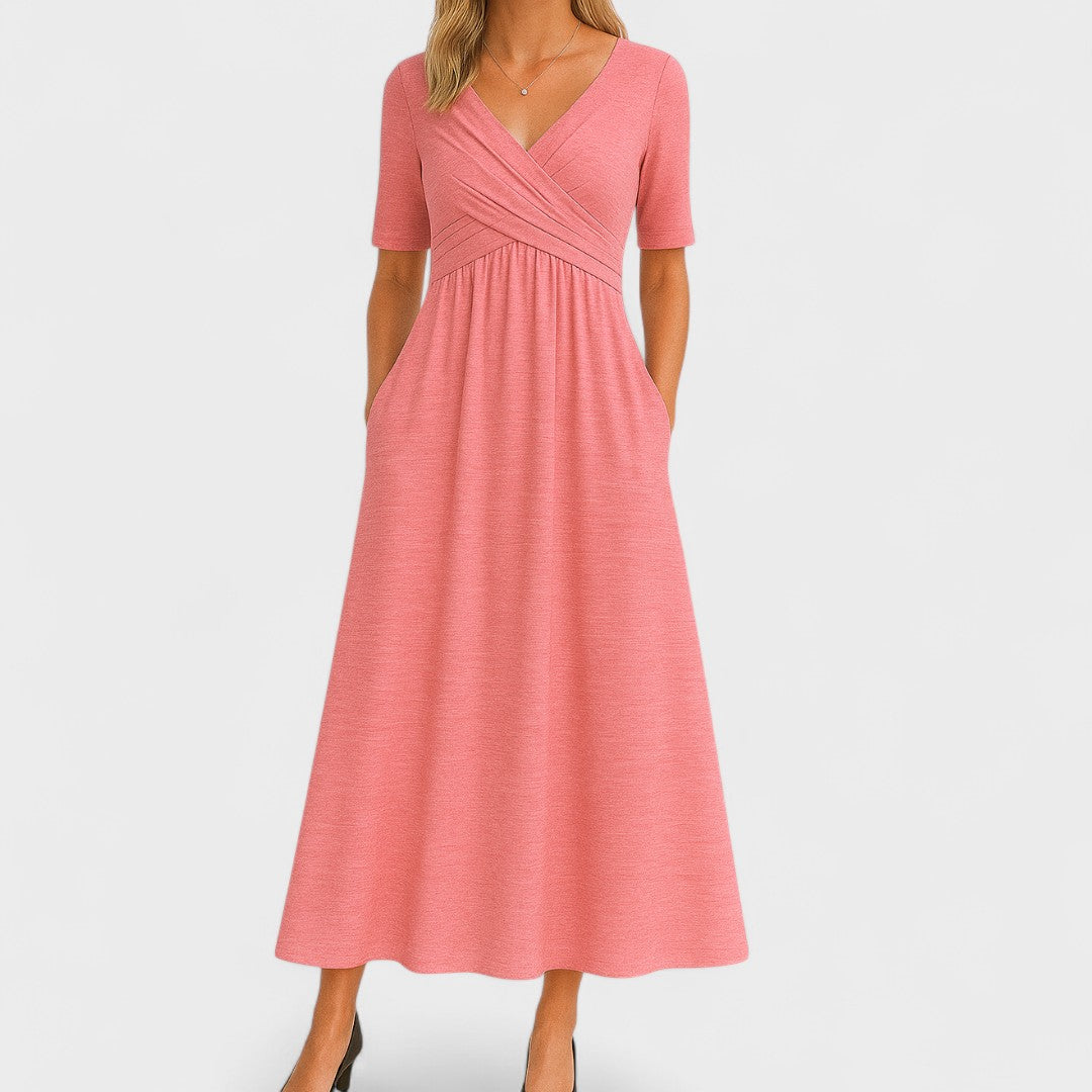 ELEANOR | Elbow-sleeve midi dress with pockets