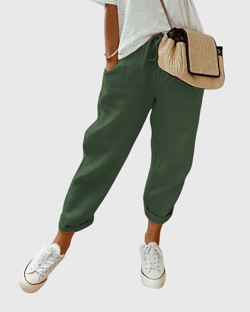 REINA | Straight-leg pants with elastic high waist