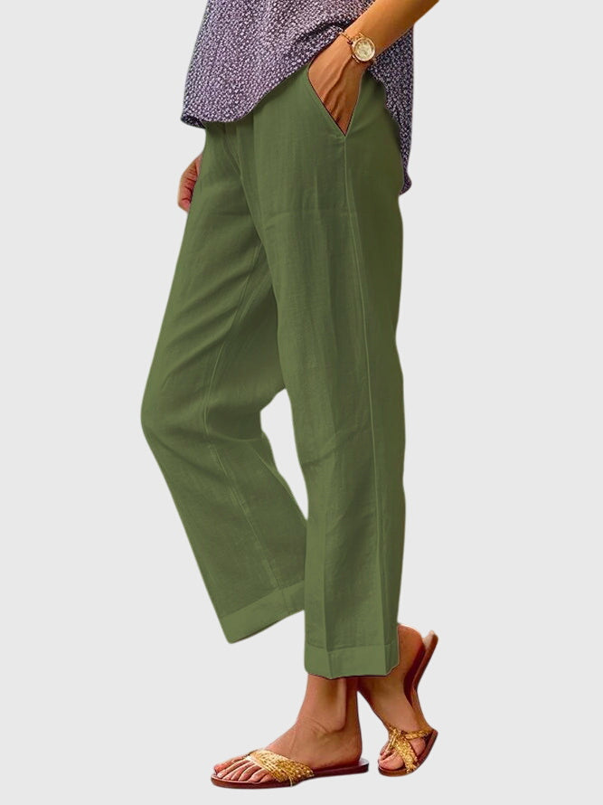 ELAINE | Straight-leg pants with decorative stitching