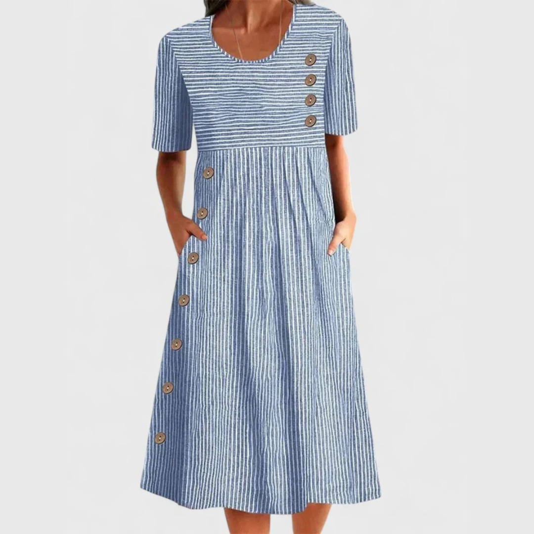SOPHIA | Midi dress with pinstripe and side pockets