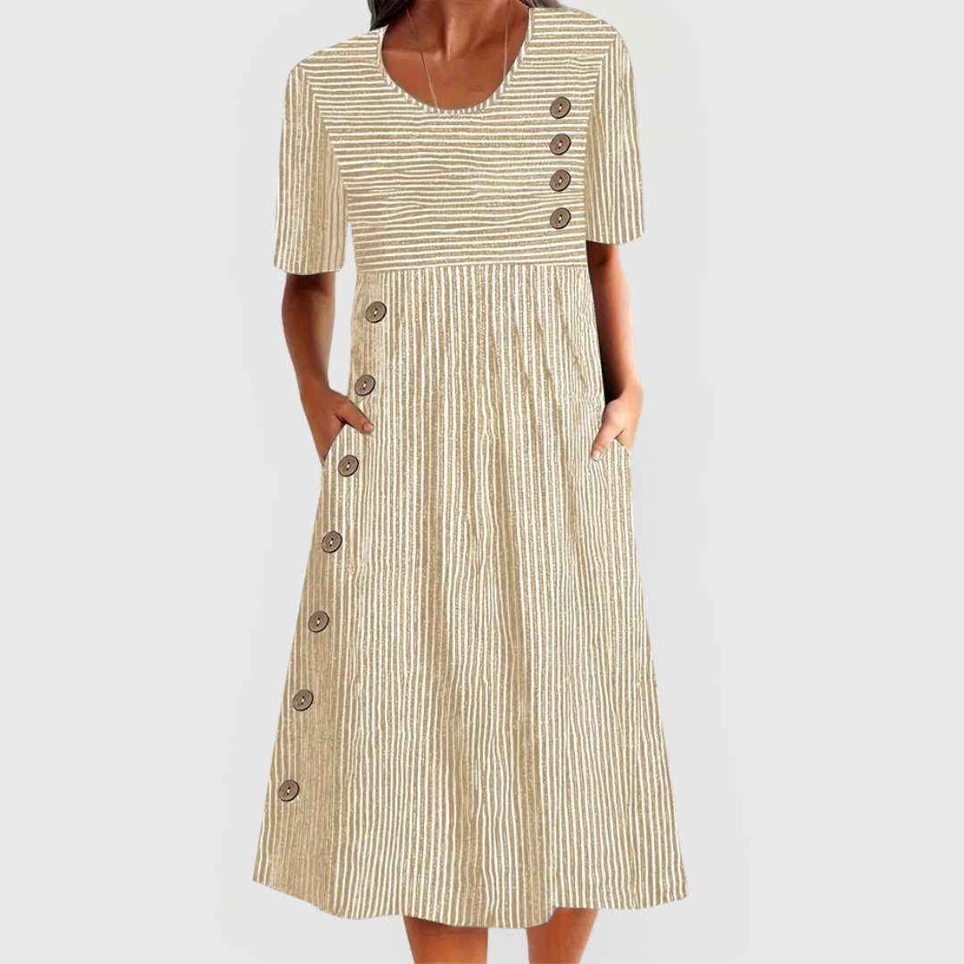 SOPHIA | Midi dress with pinstripe and side pockets