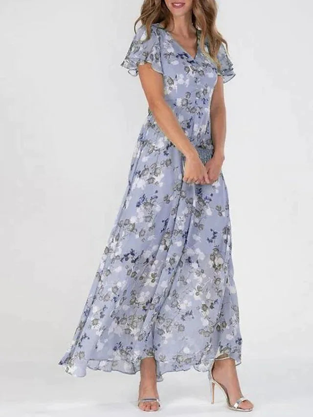 VIVIAN | Short-sleeve floral maxi dress