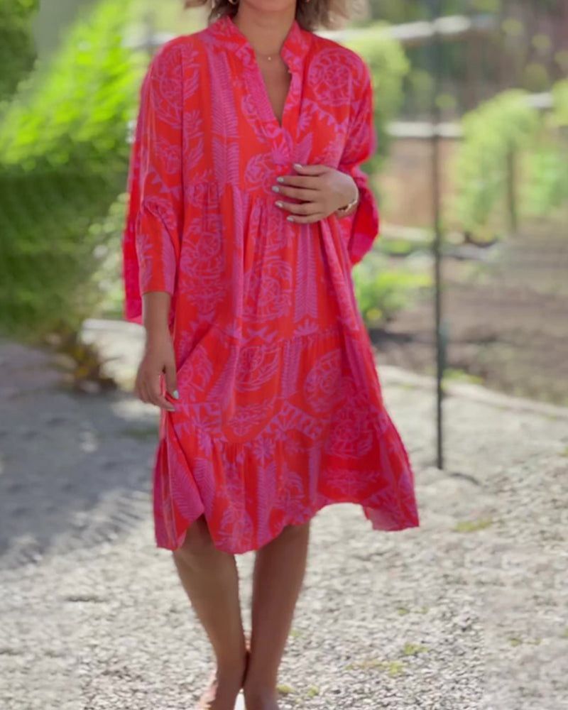 JOYCE | Flowy midi dress with bohemian print