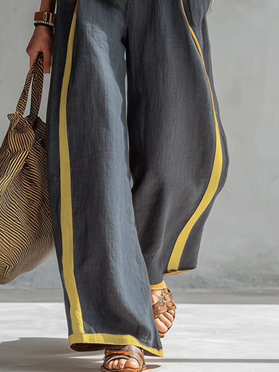 LEILA | Relaxed vest-and-pants set in linen blend