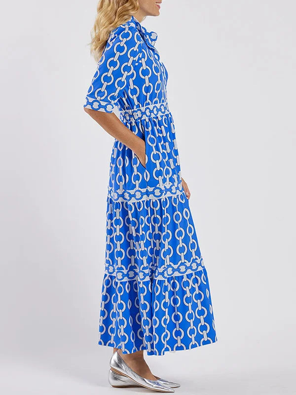 HAZEL | Three-quarter sleeve chain-link midi dress