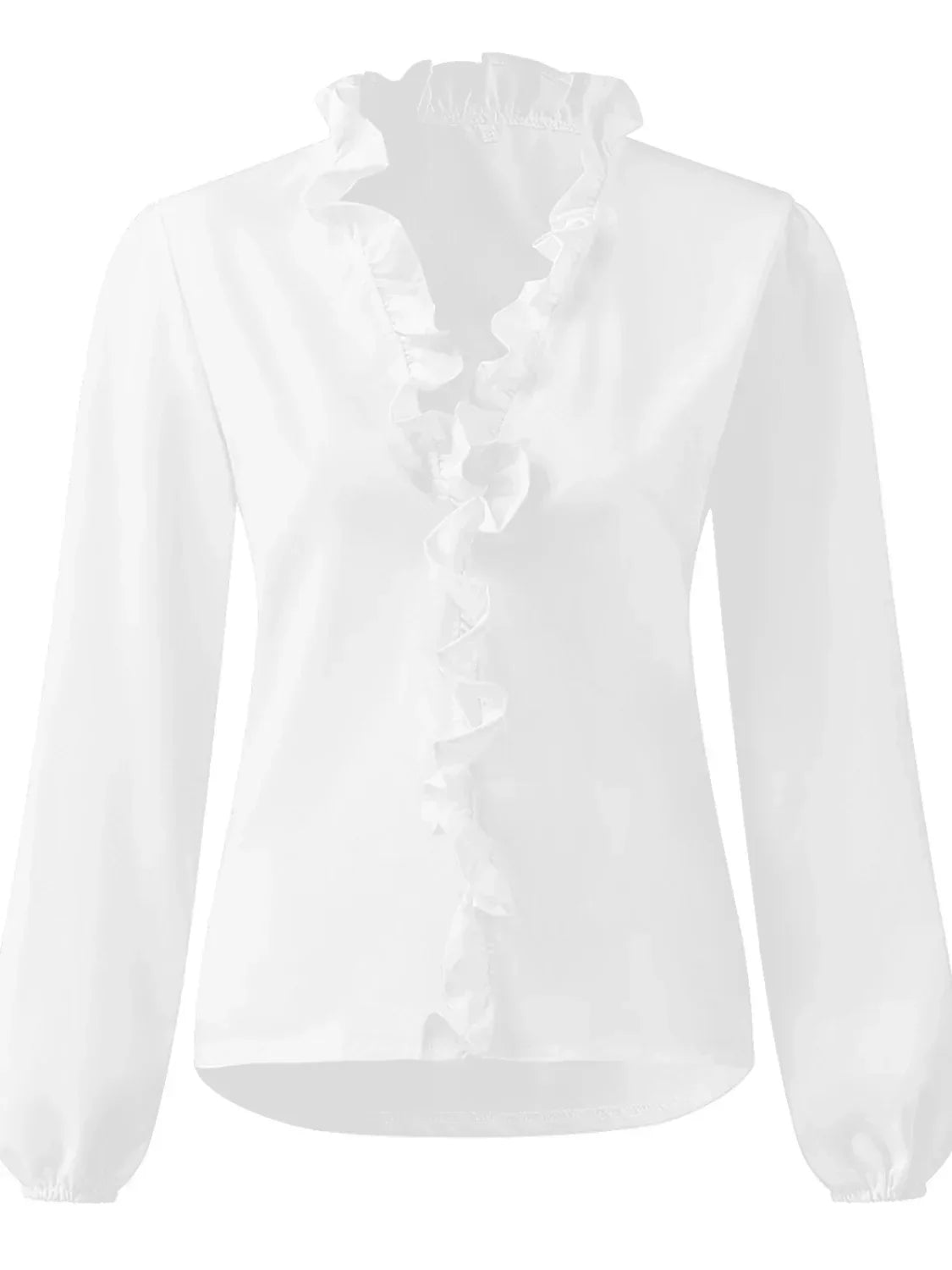 MAISIE | Blouse with ruffled V-neck detail