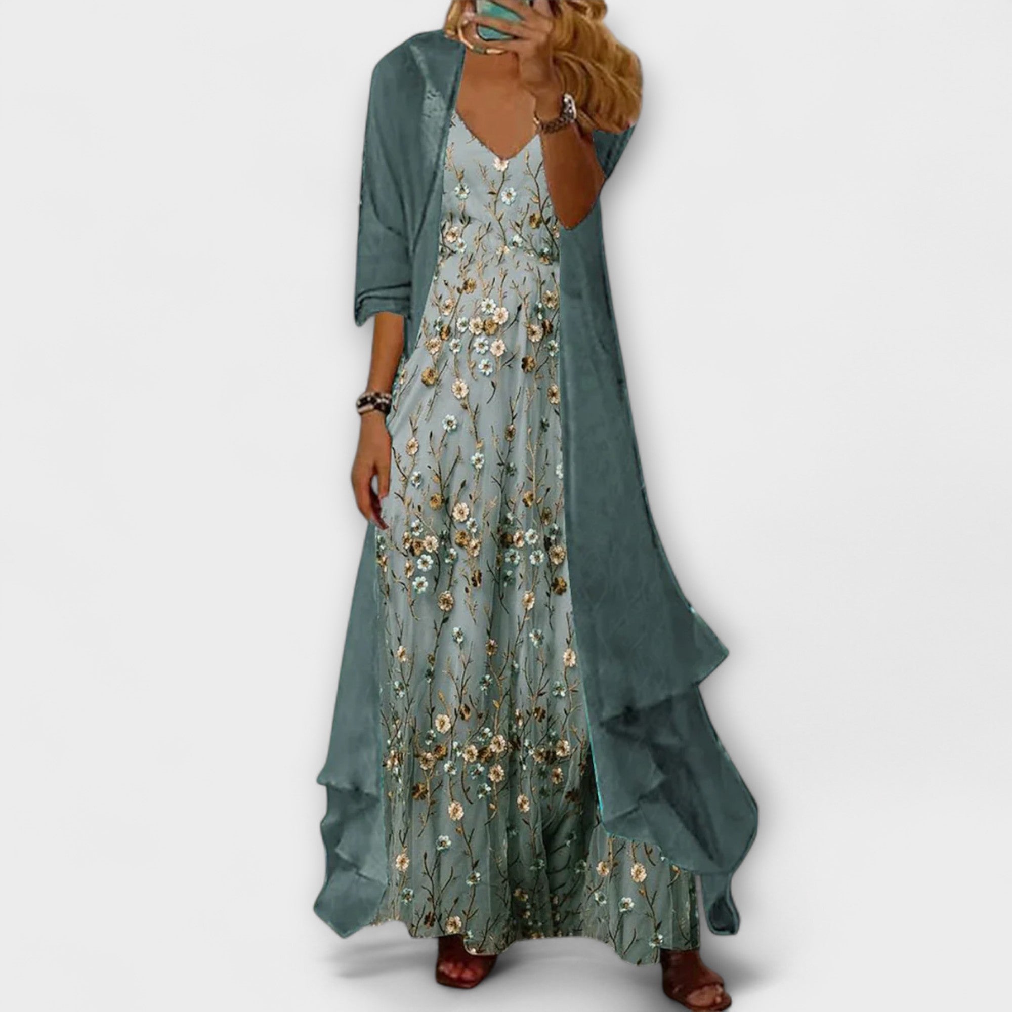 BRYLEIGH | Maxi dress set with longline jacket