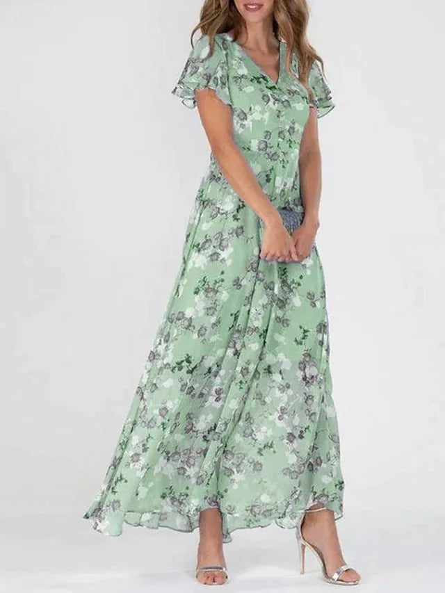 VIVIAN | Short-sleeve floral maxi dress