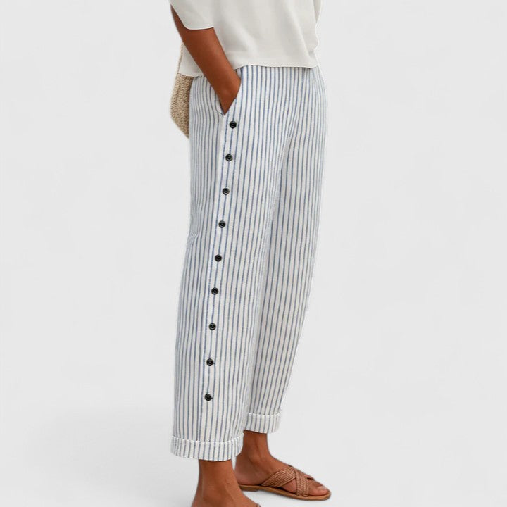 SHARMAINE | Tapered pants with nautical stripe detail