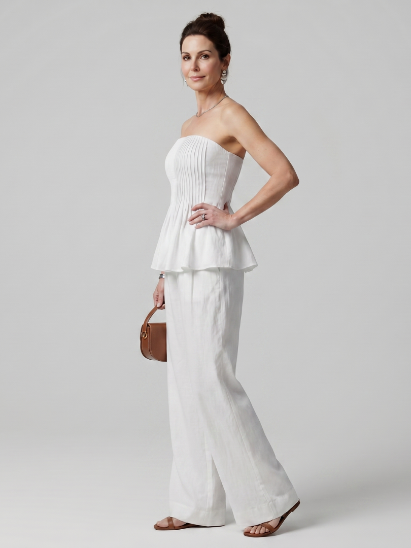 RILA | Set with wide-leg pants and smocked top