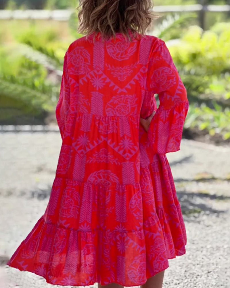 JOYCE | Flowy midi dress with bohemian print