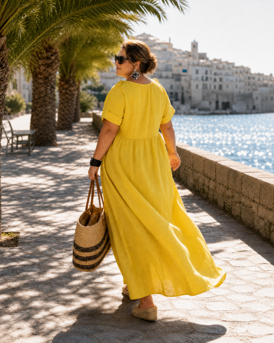 ZOMLA | Soft-textured V-neck flowing midi dress