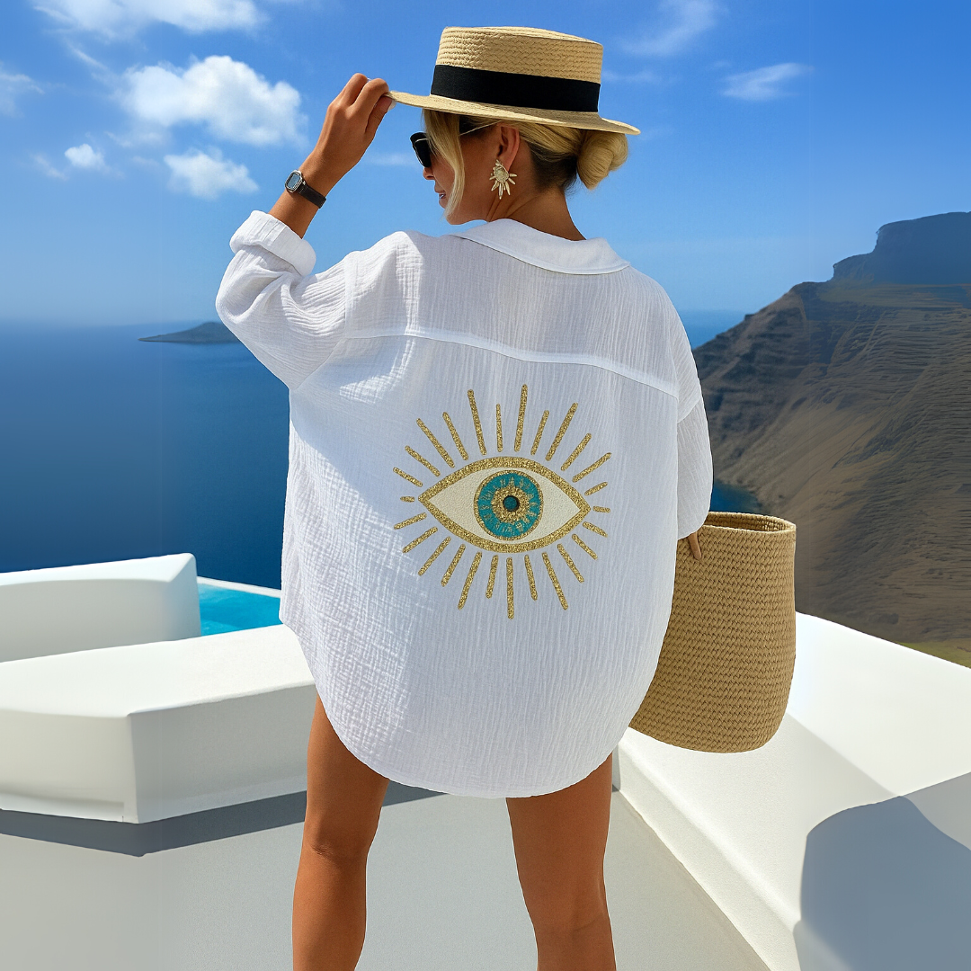 CARRIE | Oversized blouse with embroidered back detail