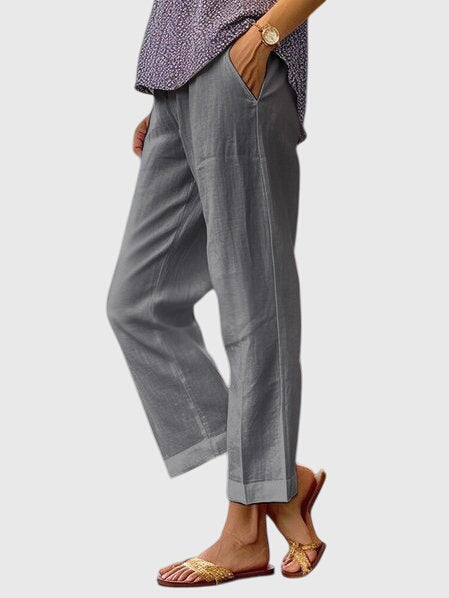 ELAINE | Straight-leg pants with decorative stitching