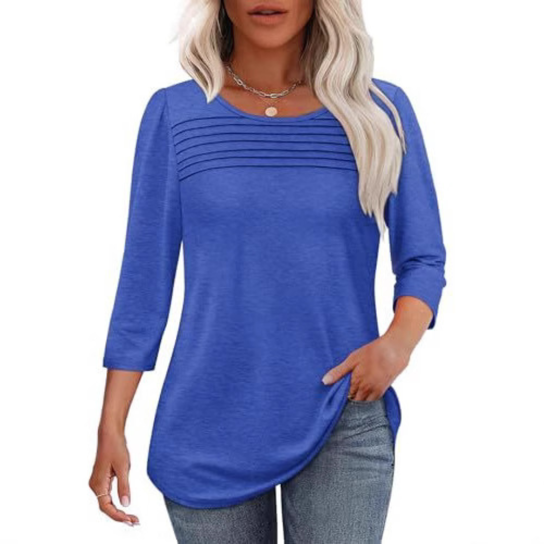 ALLISON | Pleated front top with long sleeves