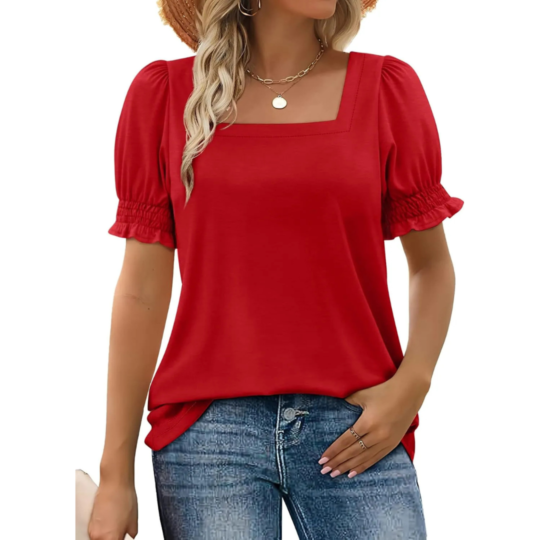 ZOEY | Lightweight top with ruffle cap sleeves