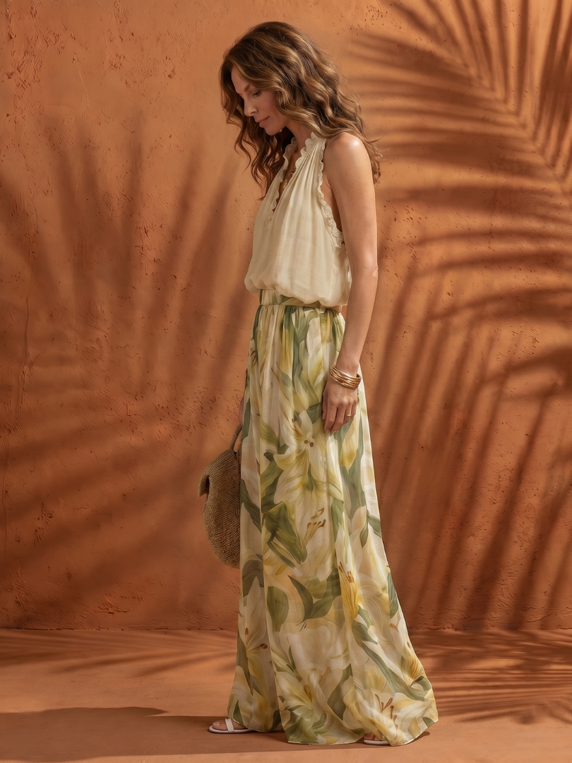 SOLANGE | Set with wide-leg floral pants