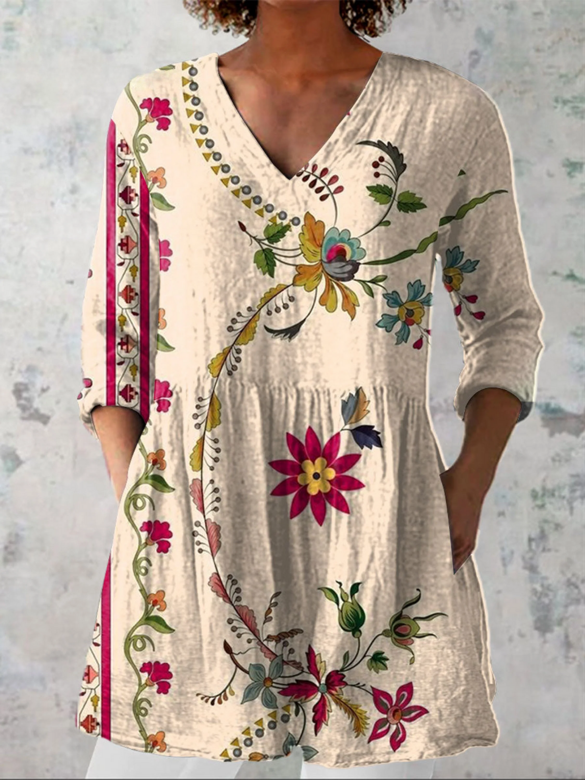 CLARA | Relaxed long blouse with V-neck