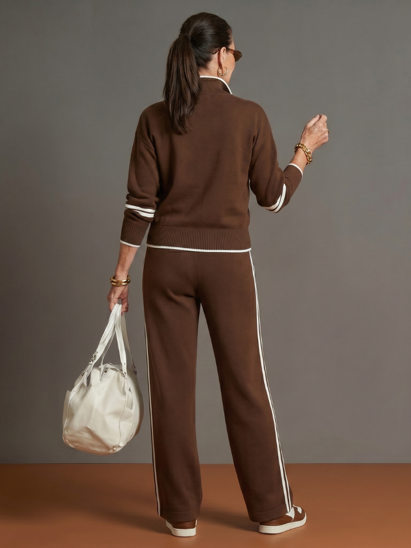 RAIN | Set with zip-neck top and wide-leg pants