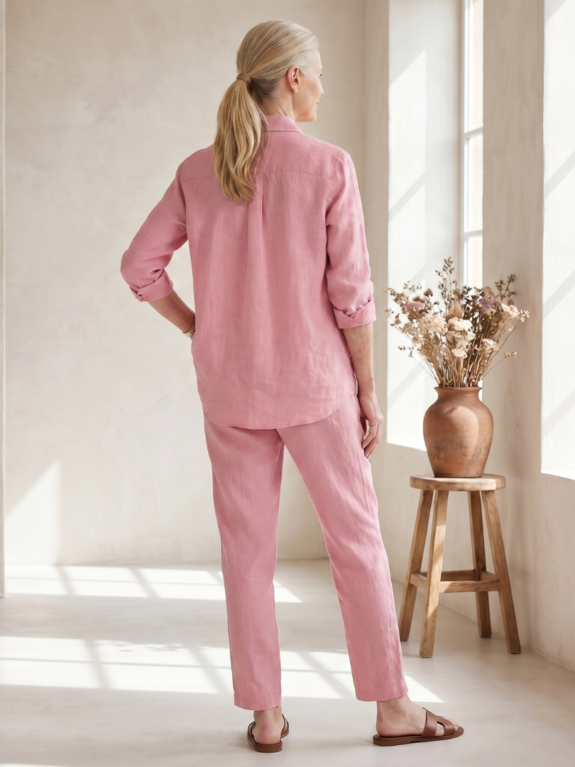NOOR | Soft-touch button shirt and tapered pants set