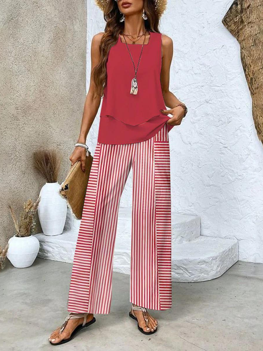 NORA | Short-sleeve set with square neckline