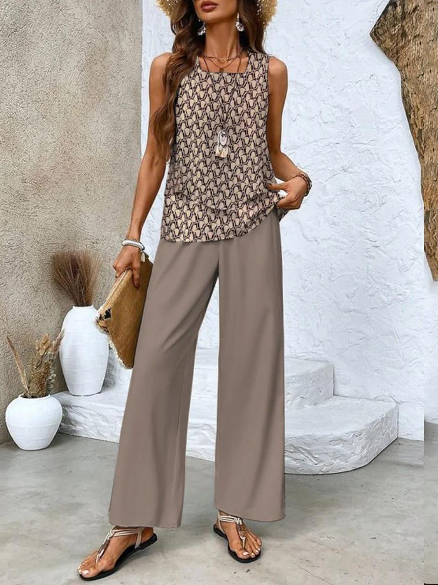 NORA | Short-sleeve set with square neckline