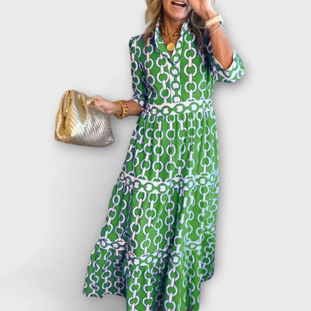 STAVROULA | Relaxed midi dress with chain print