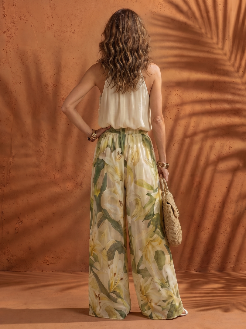 SOLANGE | Set with wide-leg floral pants