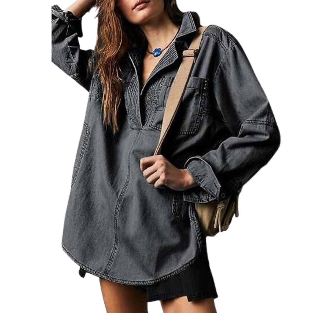 EMILIA | V-neck tunic top with button-up front
