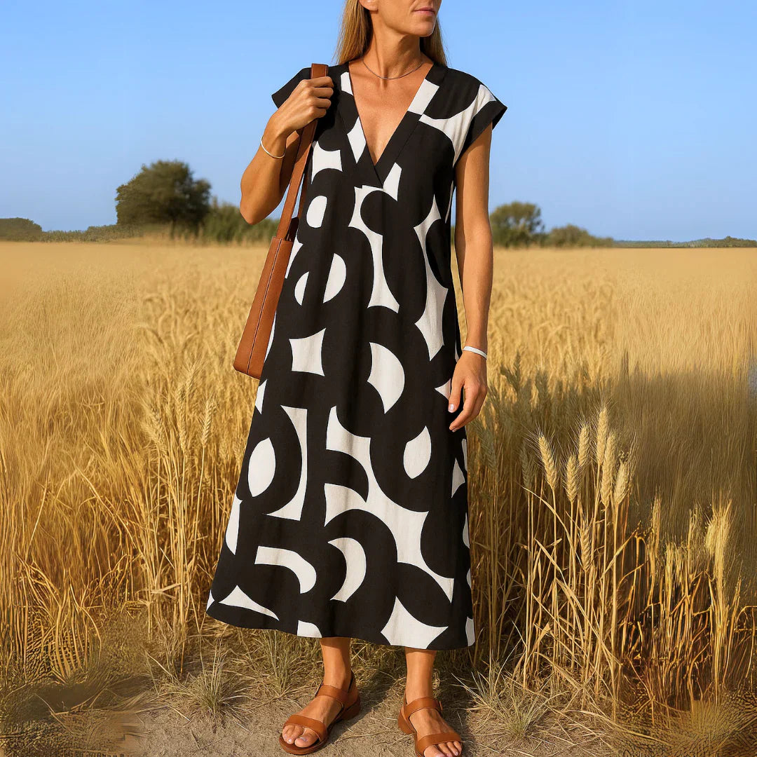 TATIANA | Cutwork maxi dress in soft-touch fabric