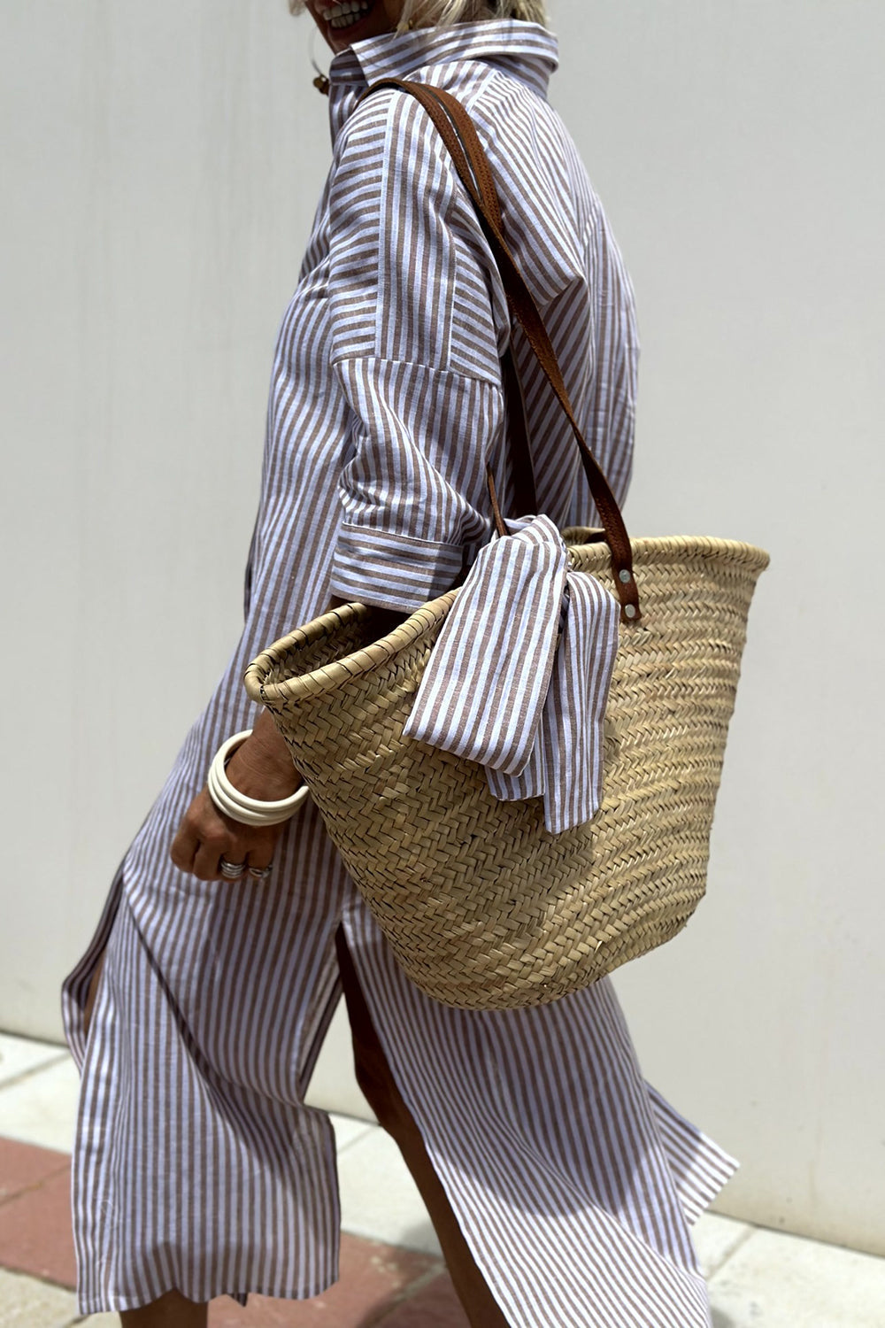 CORINNE | Sleeveless striped maxi dress with pockets