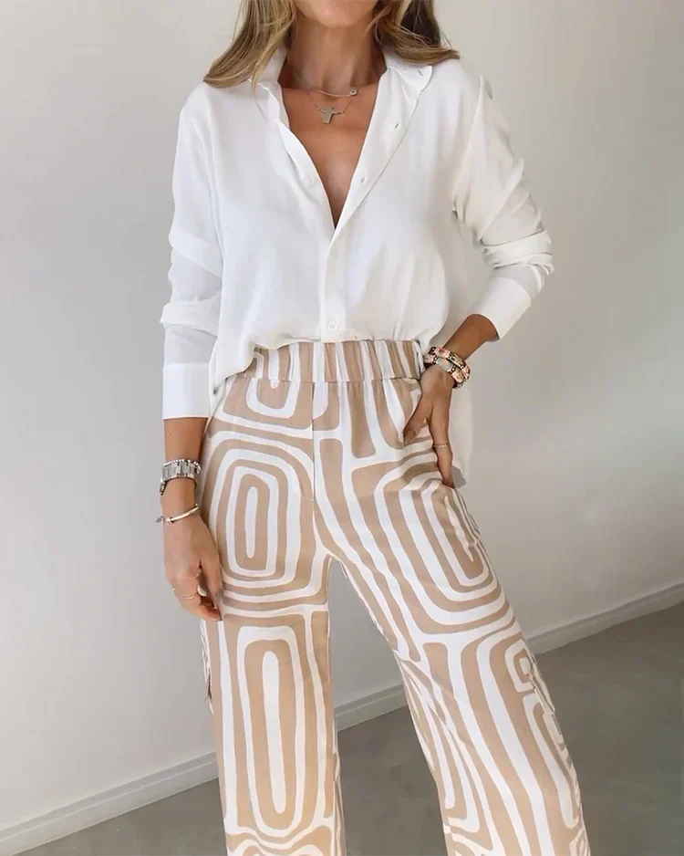 LYSA | Geometric print co-ord with wide-leg pants