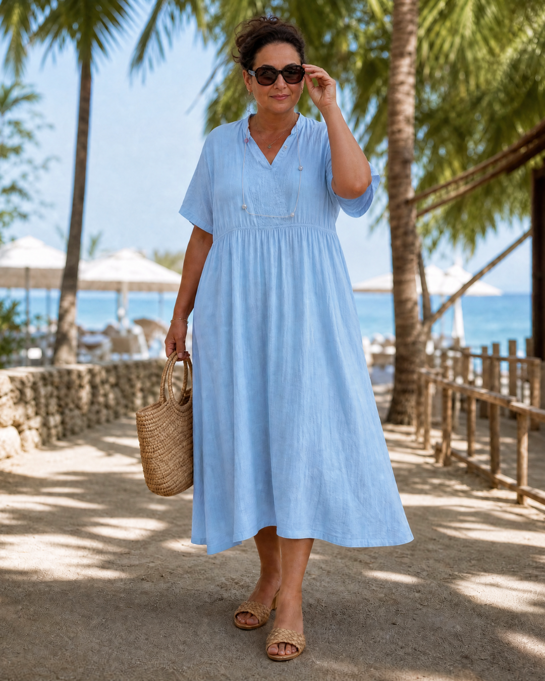 EUPHERENE | Relaxed midi dress with V-neck