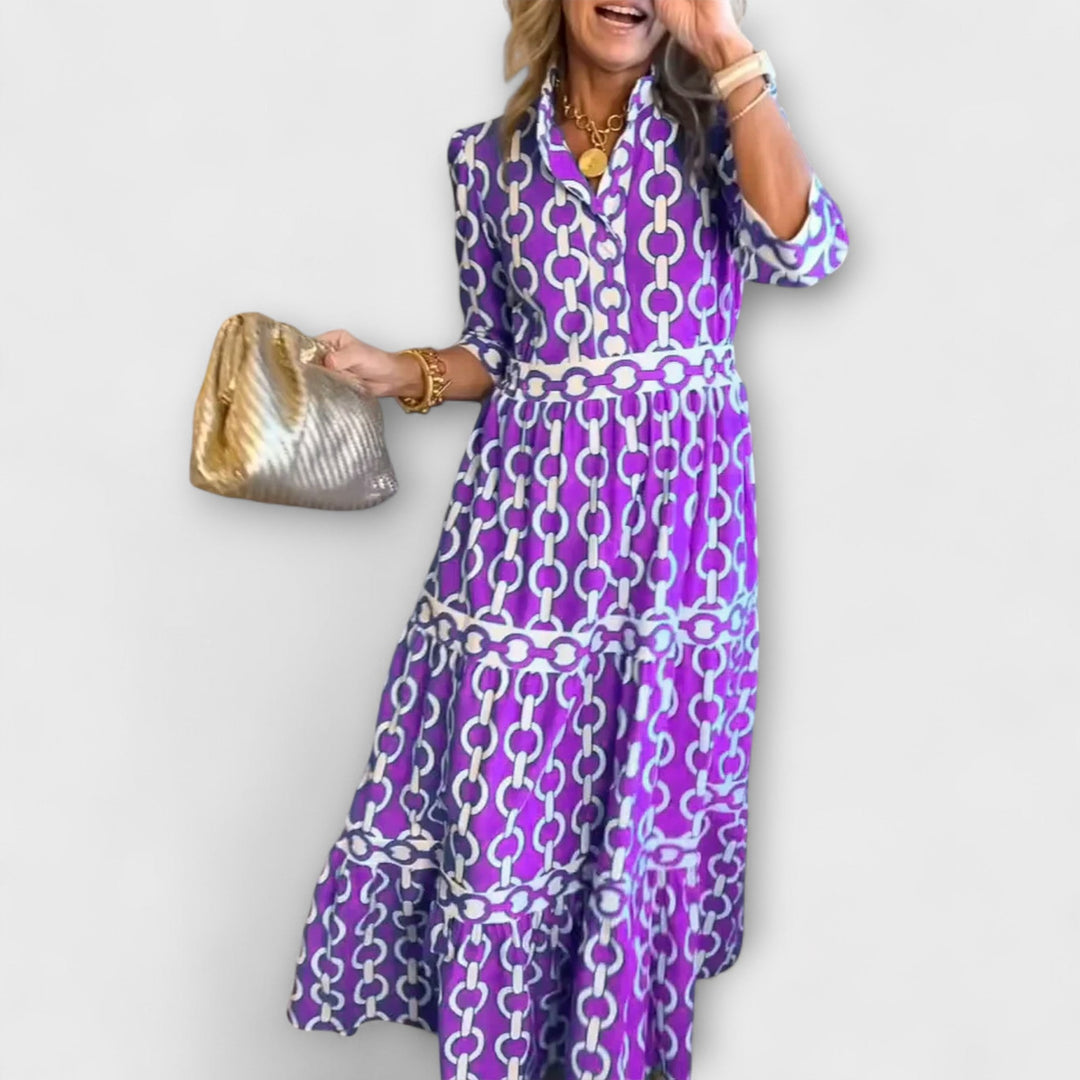 STAVROULA | Relaxed midi dress with chain print