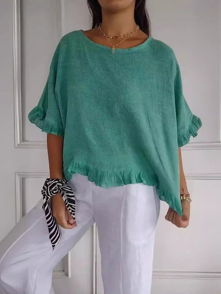 AMANDA | Ruffle-hem blouse with airy silhouette